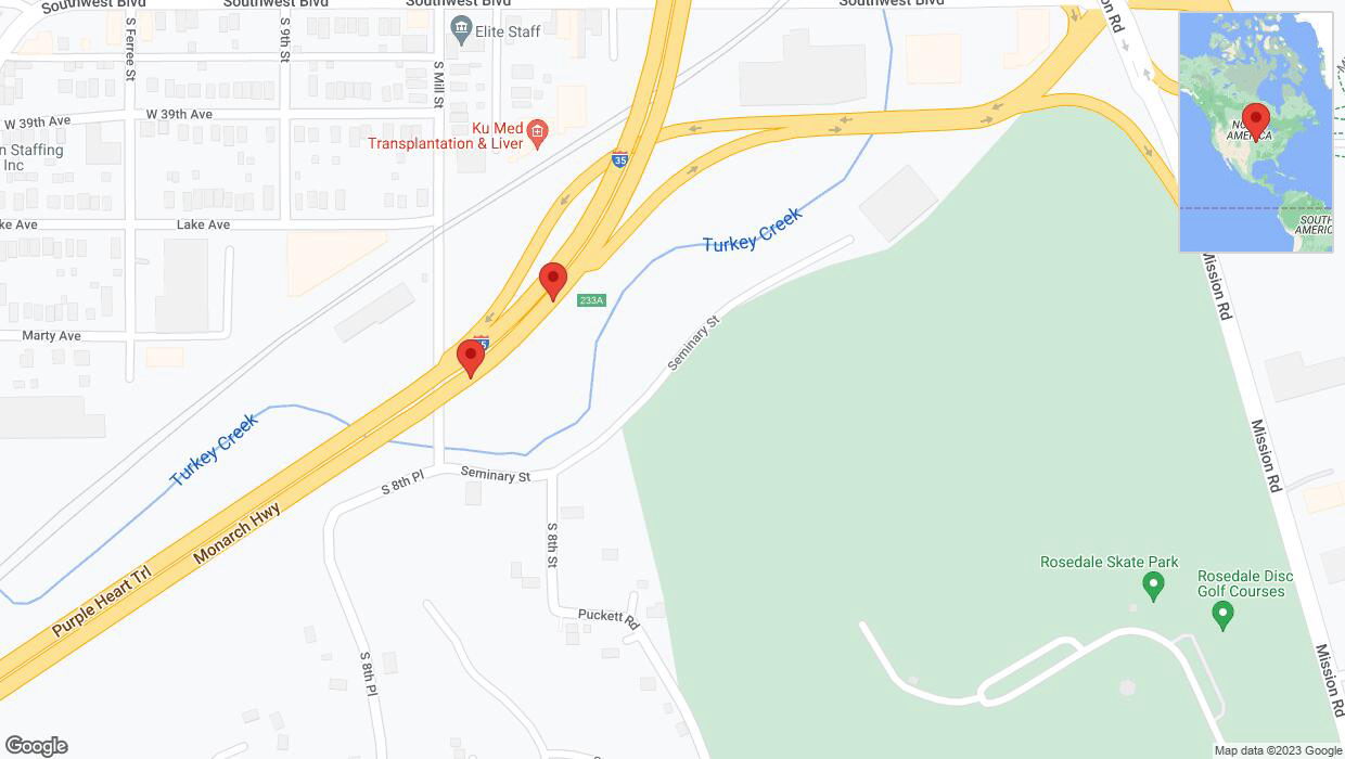 A detailed map that shows the affected road due to 'Broken down vehicle on northbound I-35 in Kansas City' on December 13th at 8:28 p.m.