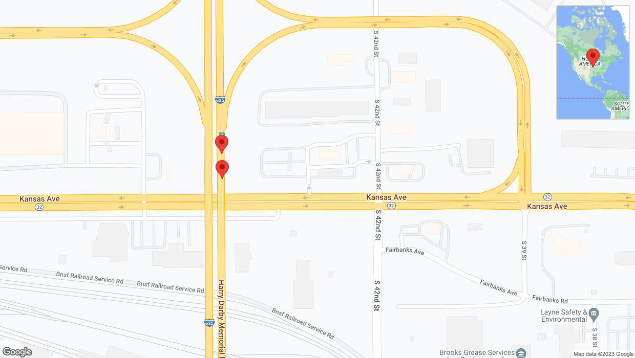A detailed map that shows the affected road due to 'Broken down vehicle on northbound I-635 in Kansas City' on December 13th at 10:04 p.m.