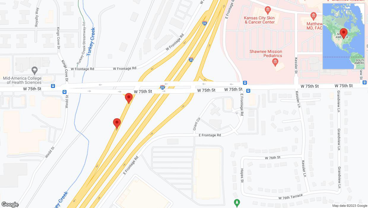 A detailed map that shows the affected road due to 'Crash update: West 75th Street' on December 14th at 3:24 p.m.