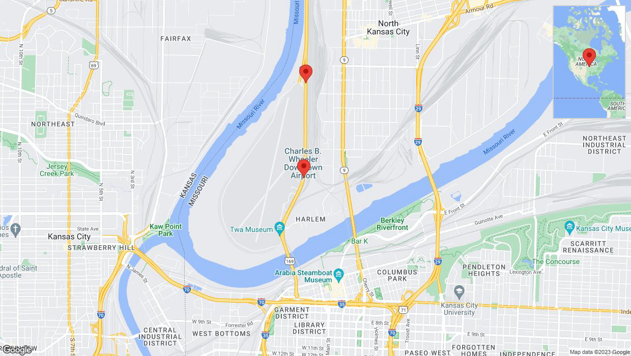 A detailed map that shows the affected road due to 'Broken down vehicle on northbound US-169 in Kansas City' on December 14th at 3:24 p.m.