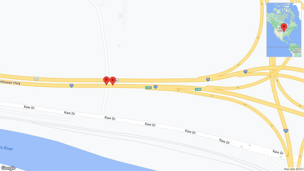 A detailed map that shows the affected road due to 'A crash has been reported on eastbound I-70' on December 14th at 5:35 p.m.