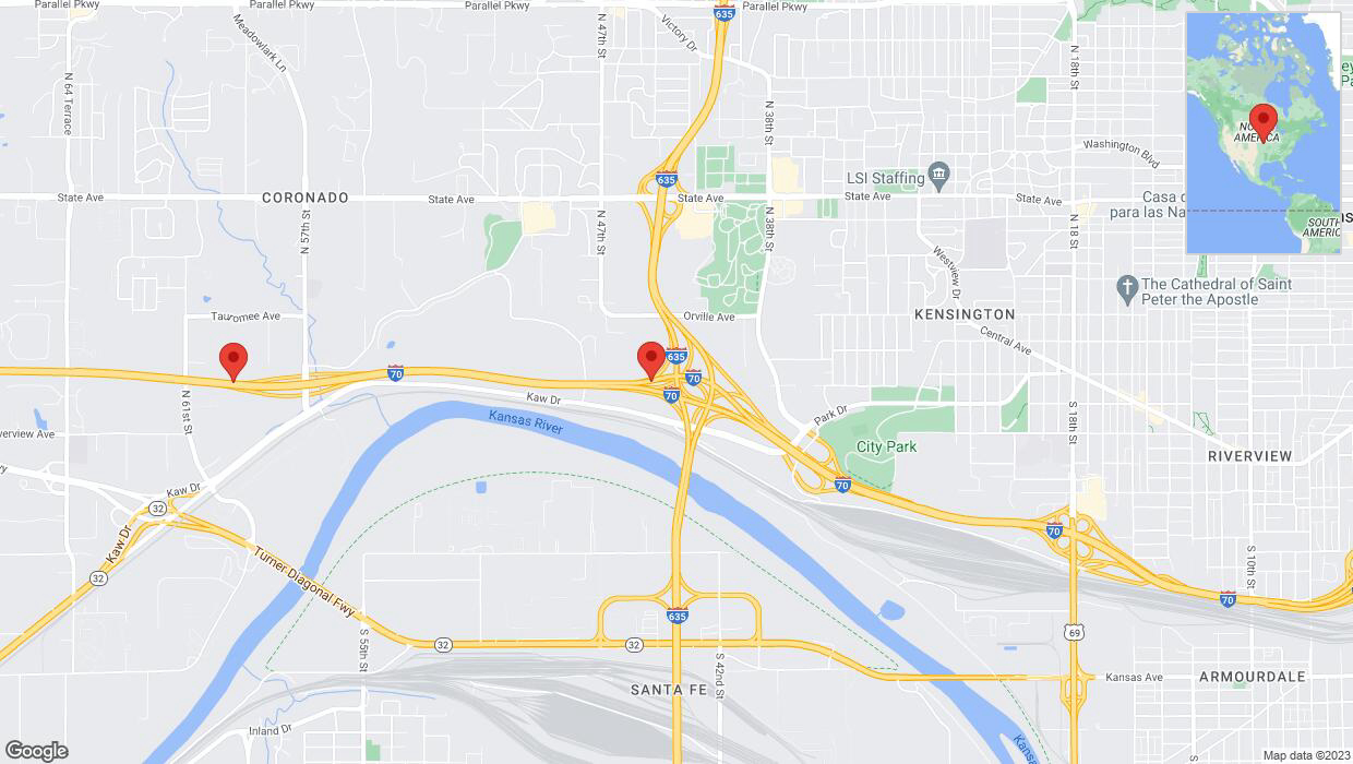 A detailed map that shows the affected road due to 'Kansas City: I-70 temporarily closed' on December 14th at 6:05 p.m.