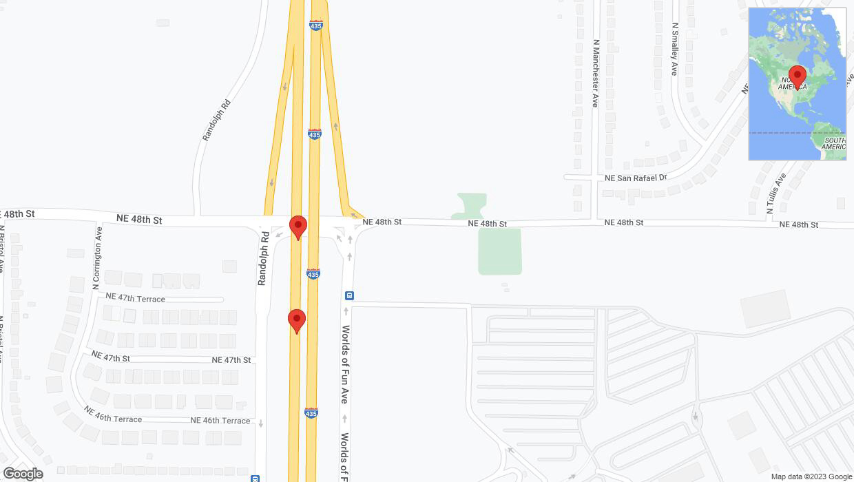 A detailed map that shows the affected road due to 'Broken down vehicle on southbound I-435 in Kansas City' on December 14th at 9:52 p.m.