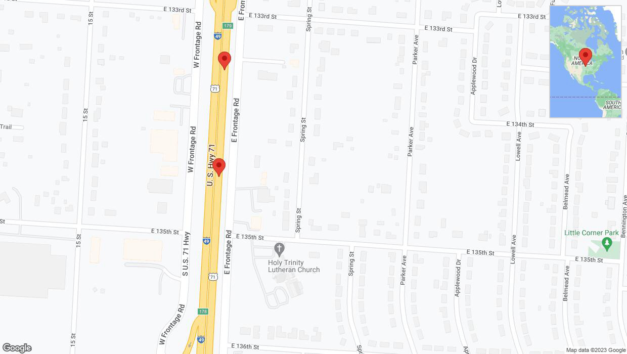 A detailed map that shows the affected road due to 'Warning in Grandview: Crash reported on northbound I-40/US-71' on December 15th at 3:51 p.m.