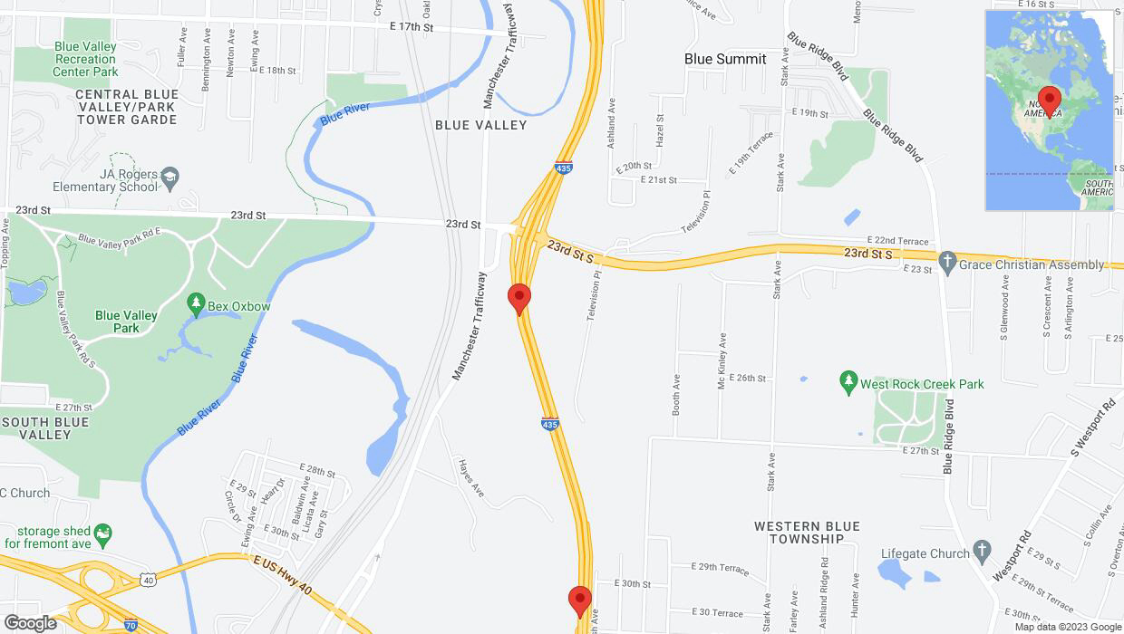 A detailed map that shows the affected road due to 'Reports of a crash on southbound I-435' on December 15th at 5:33 p.m.