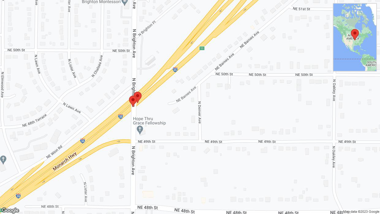 A detailed map that shows the affected road due to 'A crash has been reported on northbound I-35' on December 16th at 3:01 p.m.