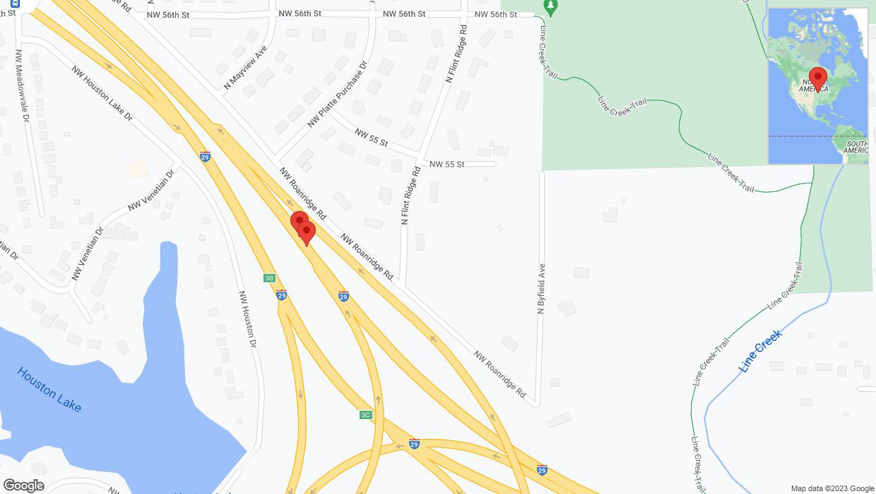 A detailed map that shows the affected road due to 'Broken down vehicle on northbound I-29 in Kansas City' on December 16th at 9:31 p.m.