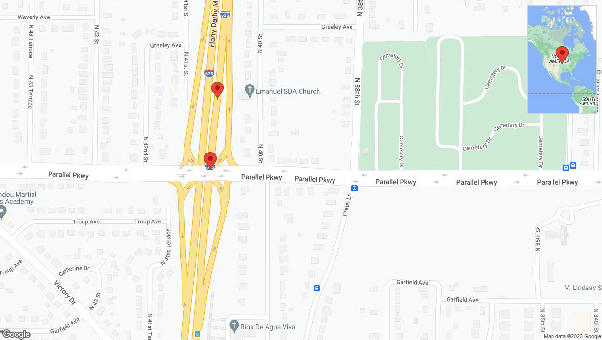 A detailed map that shows the affected road due to 'Broken down vehicle on northbound I-635 in Kansas City' on December 17th at 12:01 p.m.