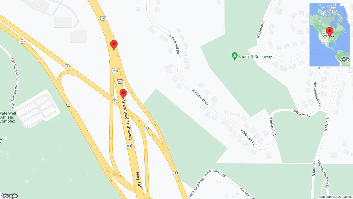 A detailed map that shows the affected road due to 'Broken down vehicle on northbound US-169 in Kansas City' on December 18th at 12:13 p.m.