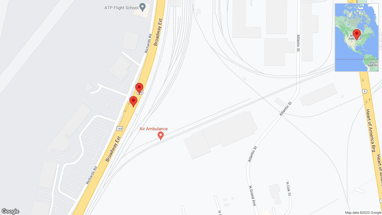 A detailed map that shows the affected road due to 'Broken down vehicle on northbound US-169 North in Kansas City' on December 18th at 12:07 p.m.