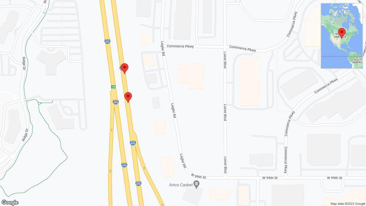 A detailed map that shows the affected road due to 'Broken down vehicle on northbound I-435 in Lenexa' on December 18th at 1:07 p.m.
