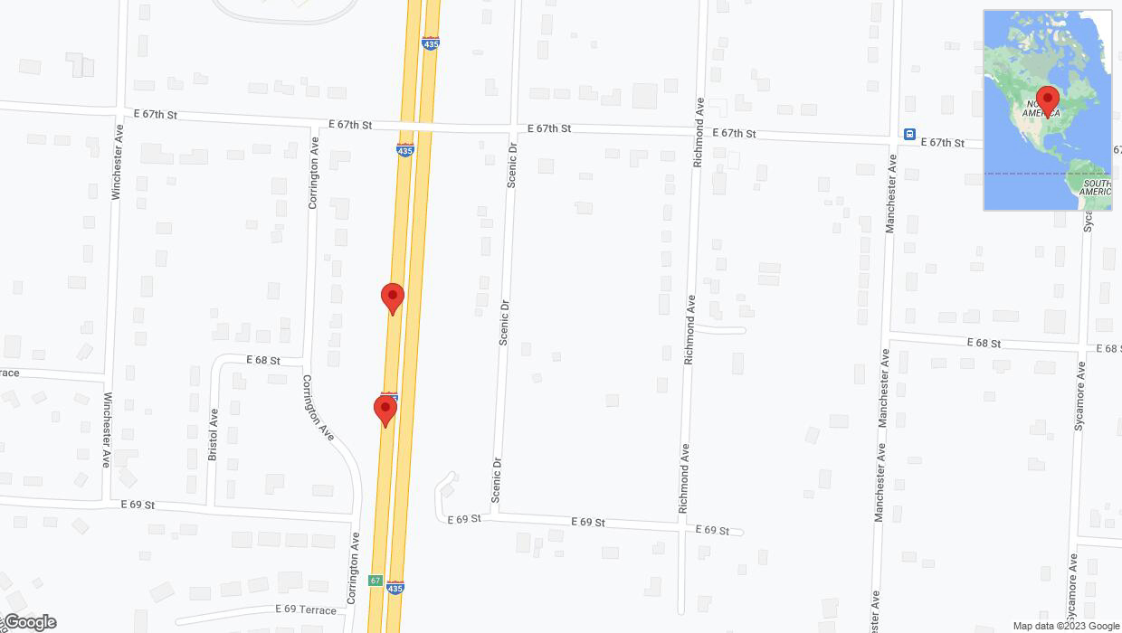 A detailed map that shows the affected road due to 'Broken down vehicle on southbound I-435 in Kansas City' on December 18th at 4:13 p.m.