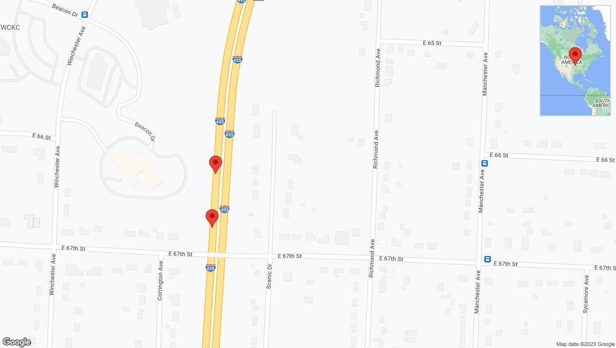 A detailed map that shows the affected road due to 'Broken down vehicle on southbound I-435 in Kansas City' on December 18th at 5:19 p.m.