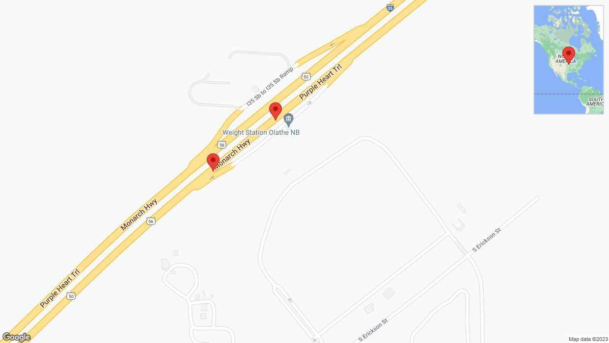 A detailed map that shows the affected road due to 'A crash has been reported on eastbound I-35' on December 18th at 6:07 p.m.