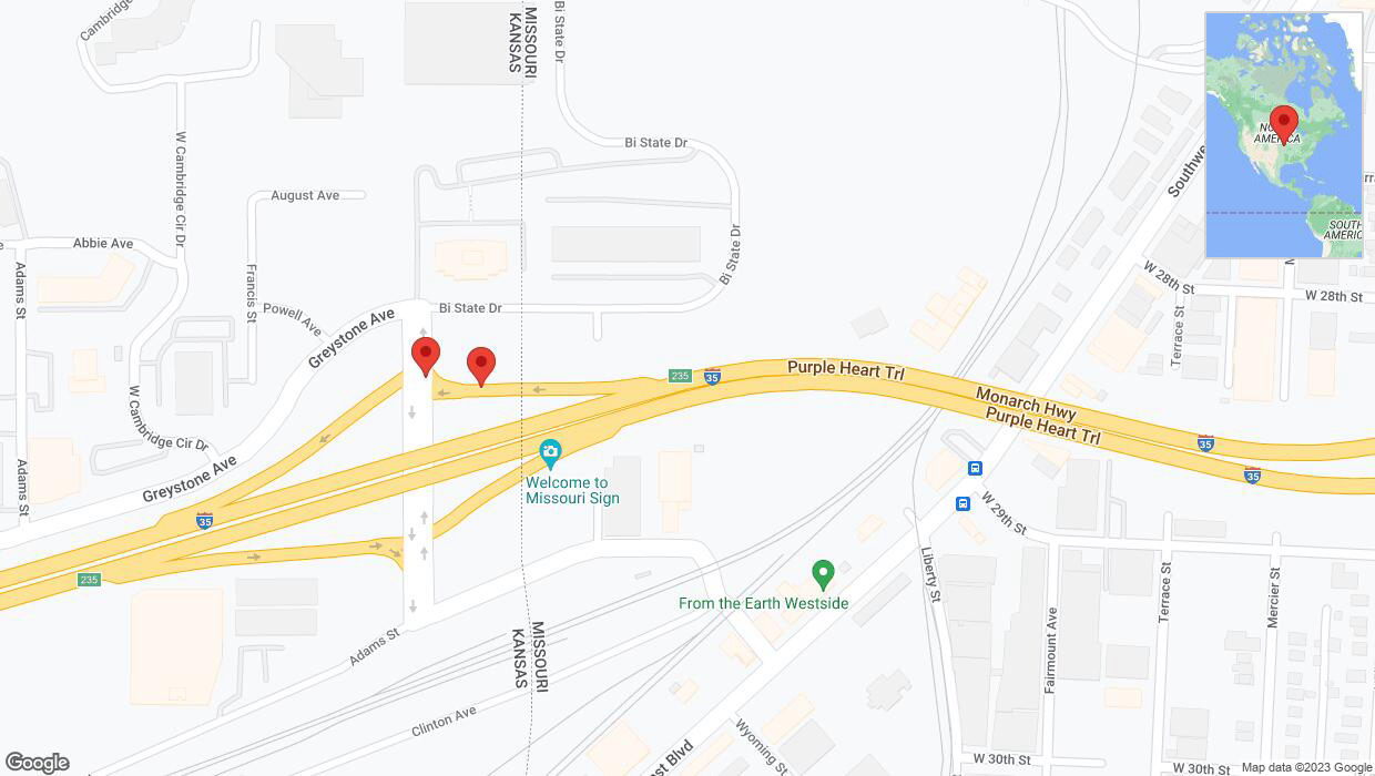 A detailed map that shows the affected road due to 'Broken down vehicle on East Cambridge Circle Drive in Kansas City' on December 18th at 7:30 p.m.