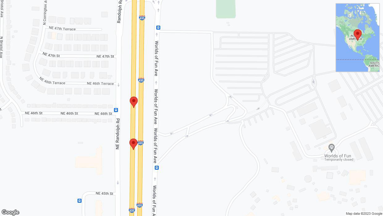 A detailed map that shows the affected road due to 'Broken down vehicle on southbound I-435 in Kansas City' on December 18th at 9 p.m.