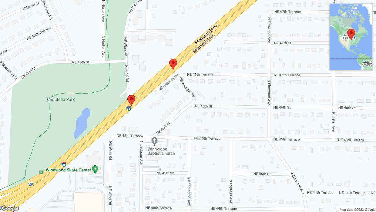 A detailed map that shows the affected road due to 'Broken down vehicle on northbound I-35 in Kansas City' on December 19th at 1:41 p.m.