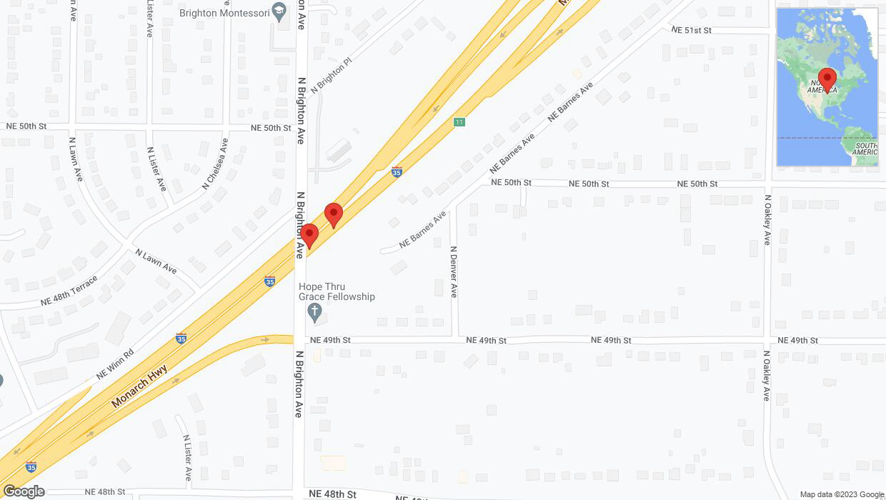 A detailed map that shows the affected road due to 'Broken down vehicle on northbound I-35 in Kansas City' on December 19th at 3:34 p.m.