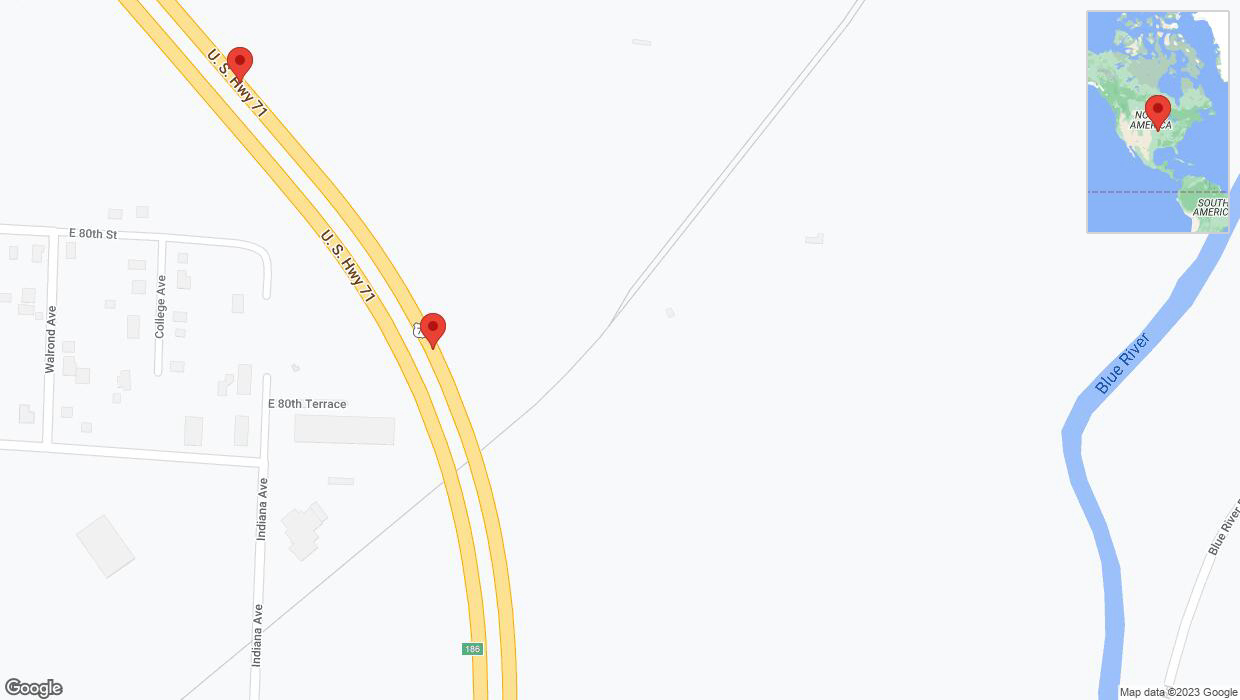 A detailed map that shows the affected road due to 'Broken down vehicle on northbound I-40/US-71 in Kansas City' on December 19th at 4:40 p.m.