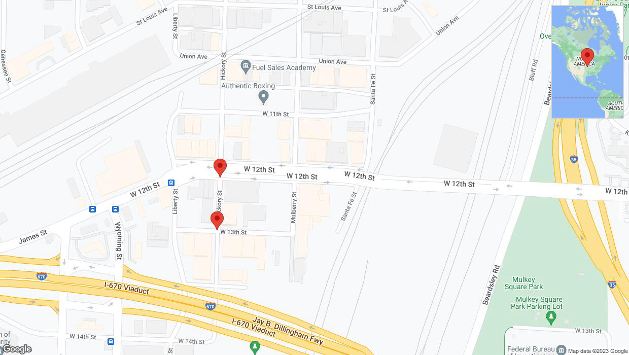 A detailed map that shows the affected road due to 'Kansas City: West 13th Street closed' on December 19th at 4:52 p.m.