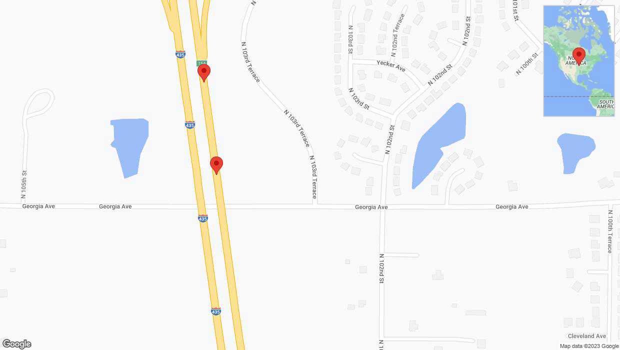 A detailed map that shows the affected road due to 'Broken down vehicle on northbound I-435 in Kansas City' on December 19th at 7:03 p.m.