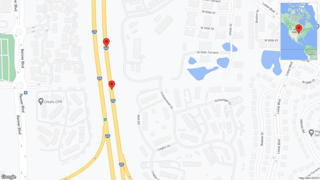 A detailed map that shows the affected road due to 'Broken down vehicle on northbound I-435 in Lenexa' on December 20th at 6:15 p.m.