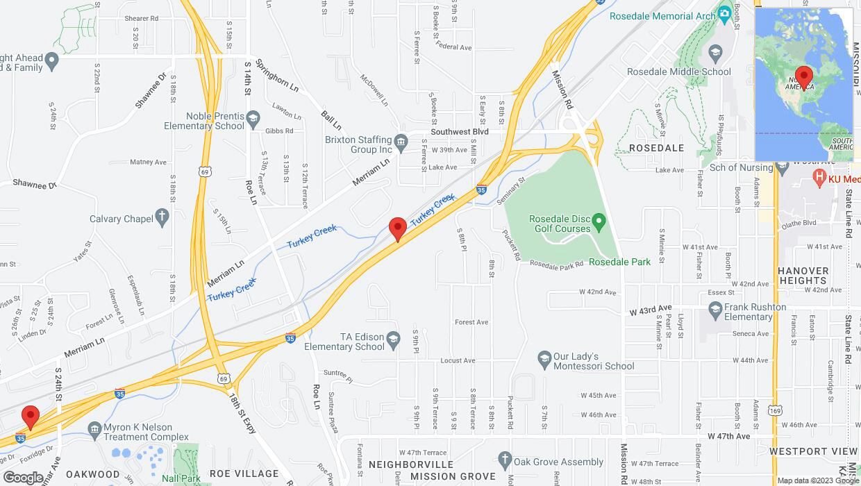 A detailed map that shows the affected road due to 'Lane on I-35 closed in Kansas City' on December 20th at 12:31 p.m.