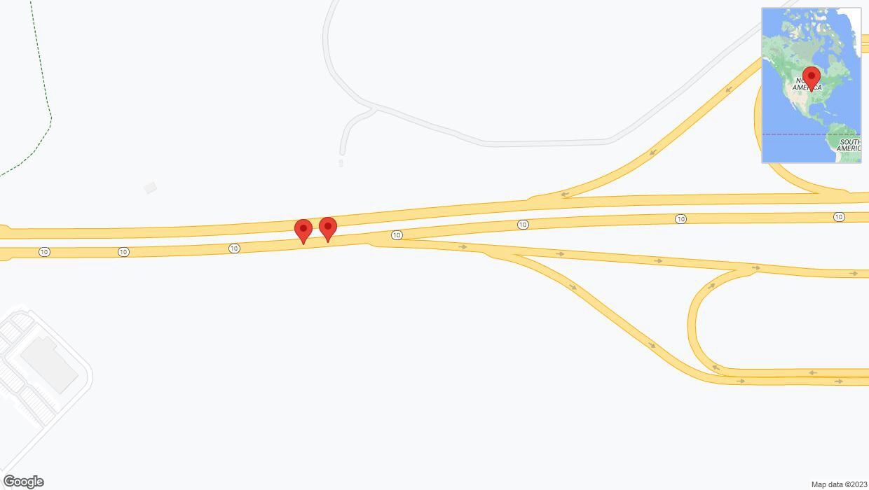 A detailed map that shows the affected road due to 'Broken down vehicle on eastbound K-10 in Olathe' on December 20th at 1:14 p.m.