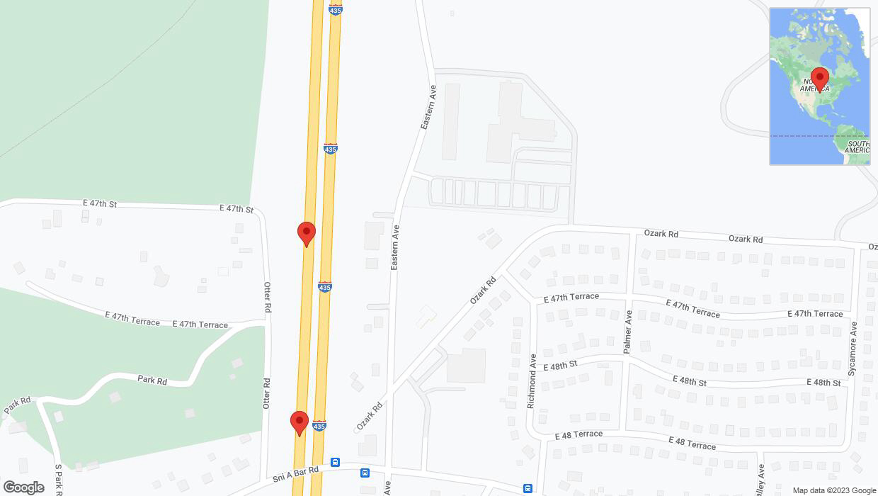 A detailed map that shows the affected road due to 'Broken down vehicle on southbound I-435 in Kansas City' on December 20th at 2:54 p.m.
