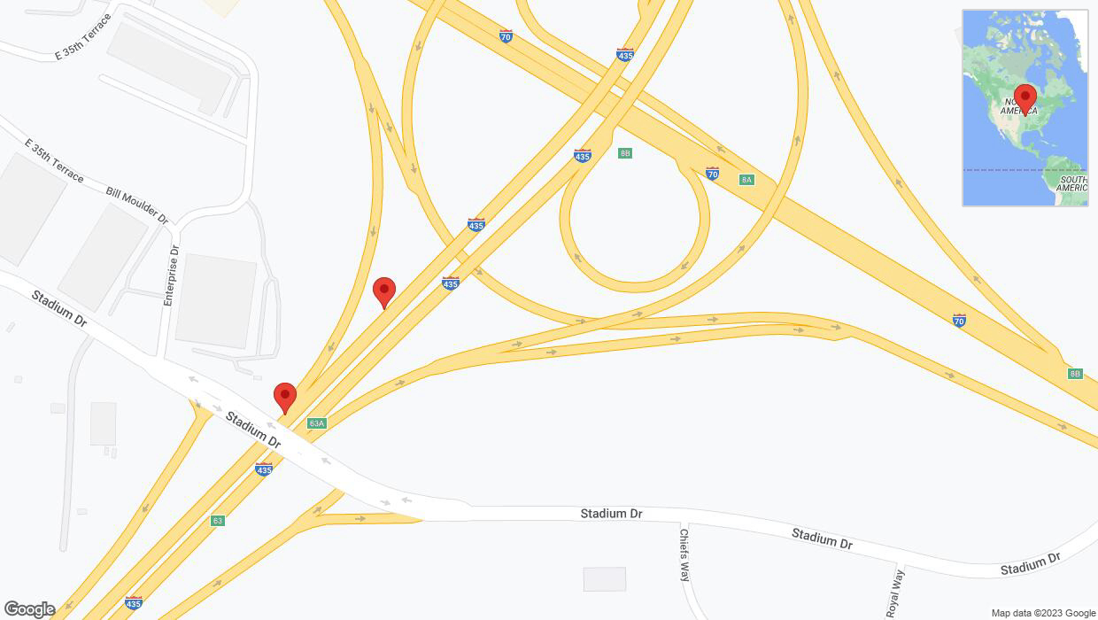 A detailed map that shows the affected road due to 'Broken down vehicle on southbound I-435 in Kansas City' on December 29th at 1:30 p.m.