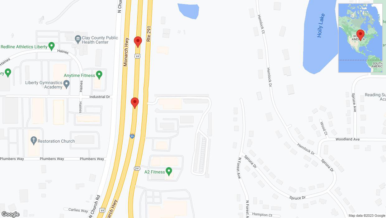 A detailed map that shows the affected road due to 'Broken down vehicle on northbound I-35 in Liberty' on December 20th at 4:40 p.m.
