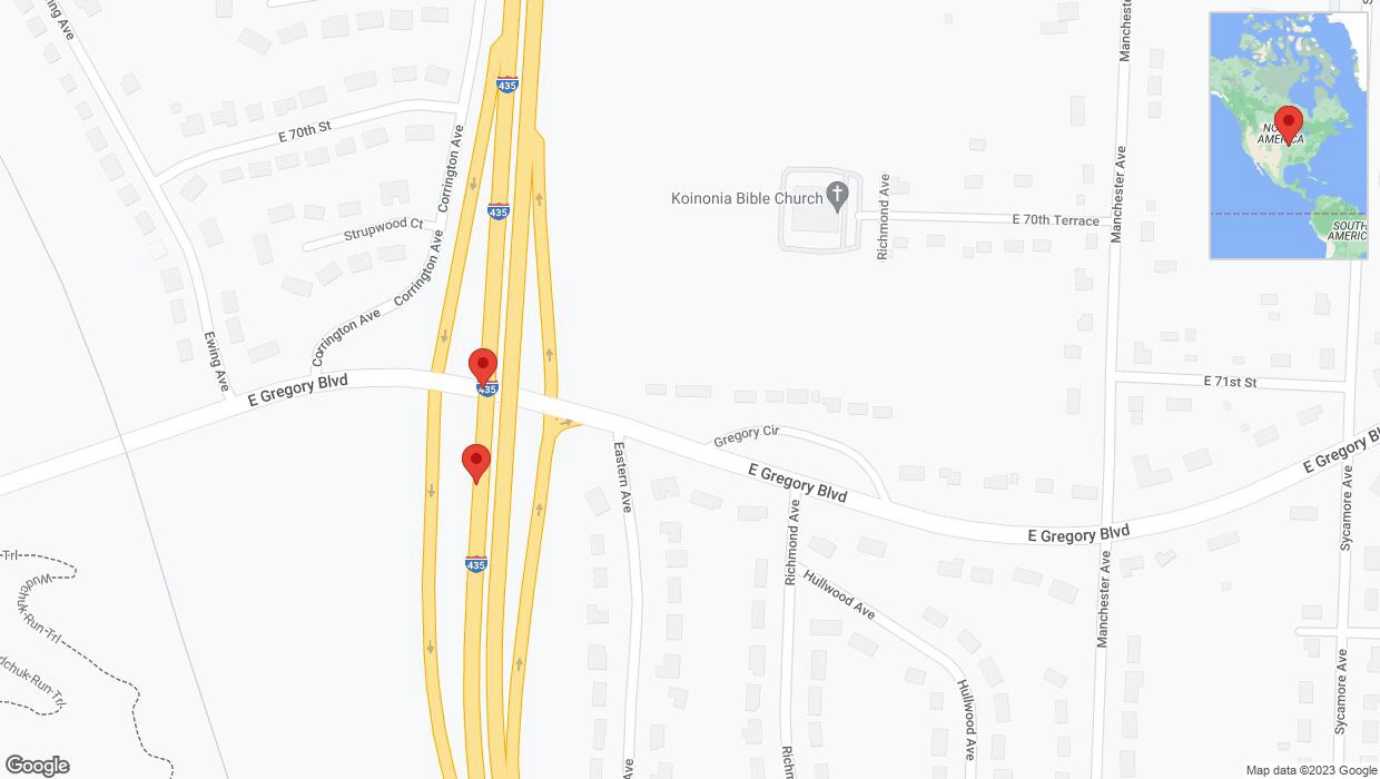 A detailed map that shows the affected road due to 'Crash report: I-435' on December 20th at 8:55 p.m.