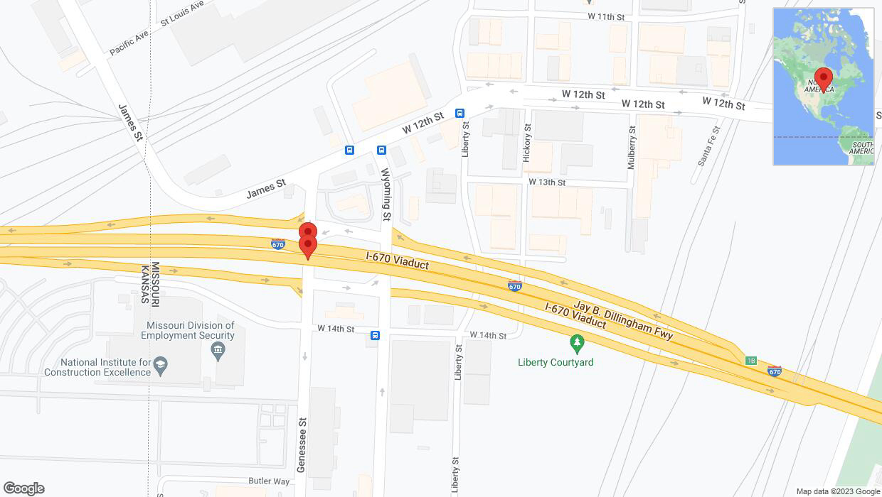 A detailed map that shows the affected road due to 'Broken down vehicle on Genessee Street in Kansas City' on December 20th at 11:01 p.m.