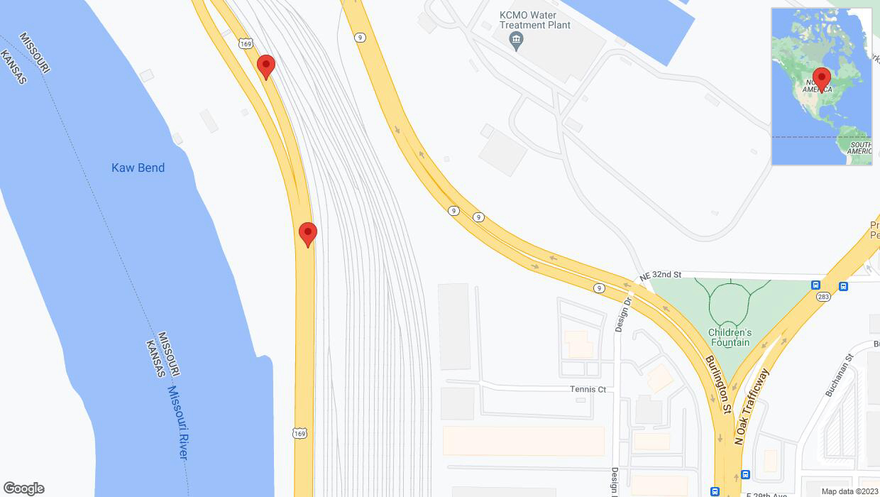 A detailed map that shows the affected road due to 'Broken down vehicle on northbound US-169 in Kansas City' on December 21st at 3:44 p.m.