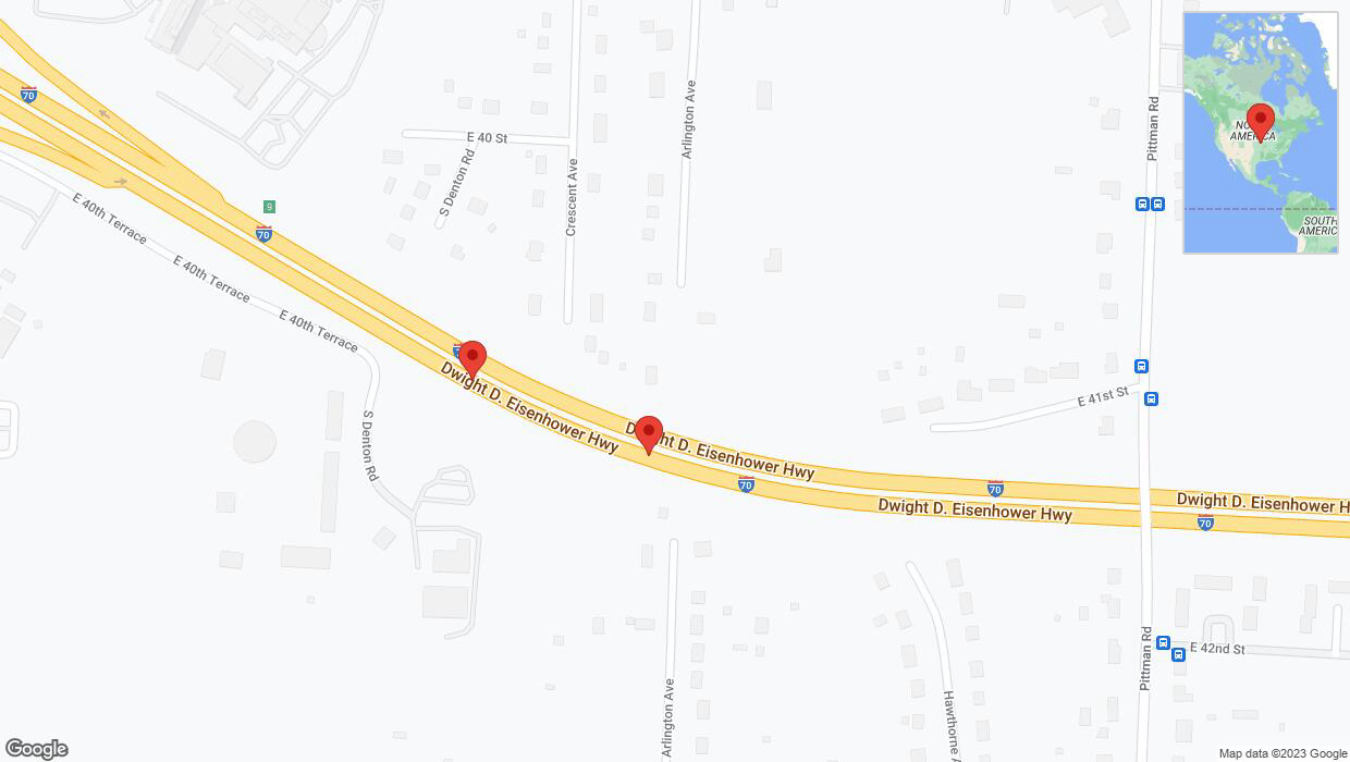 A detailed map that shows the affected road due to 'Broken down vehicle on eastbound I-70 in Kansas City' on December 21st at 4:37 p.m.