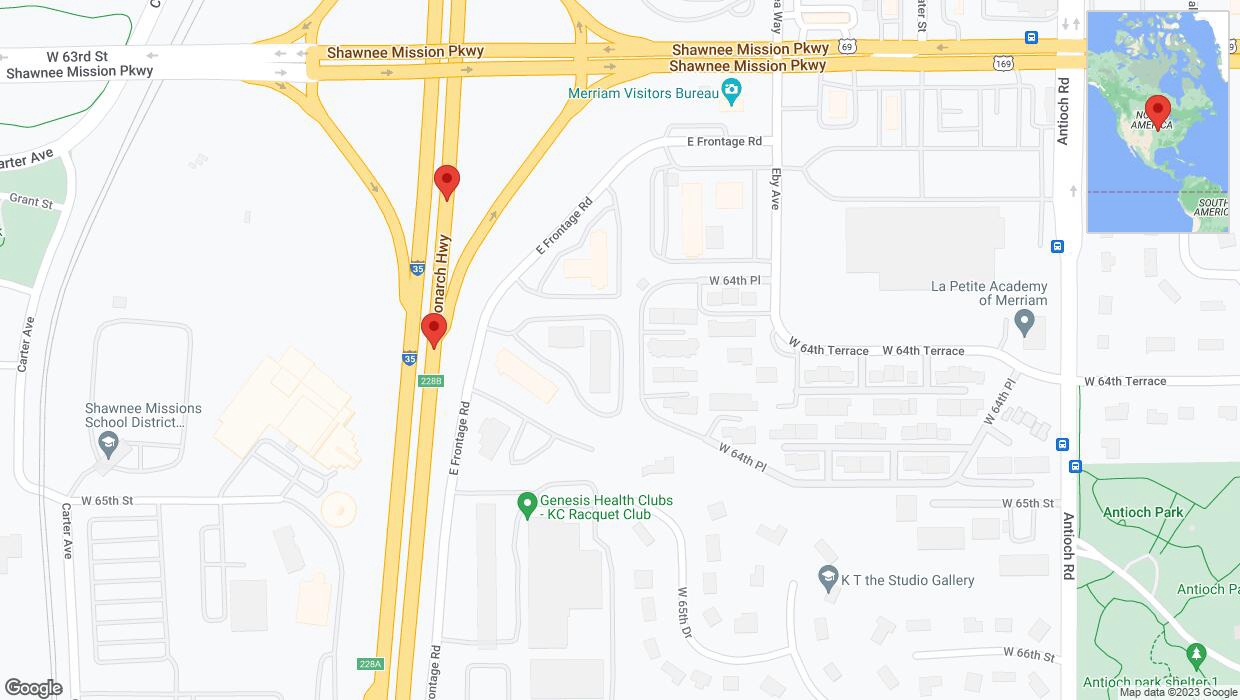 A detailed map that shows the affected road due to 'Crash reported on northbound I-35 in Merriam' on December 21st at 5:35 p.m.