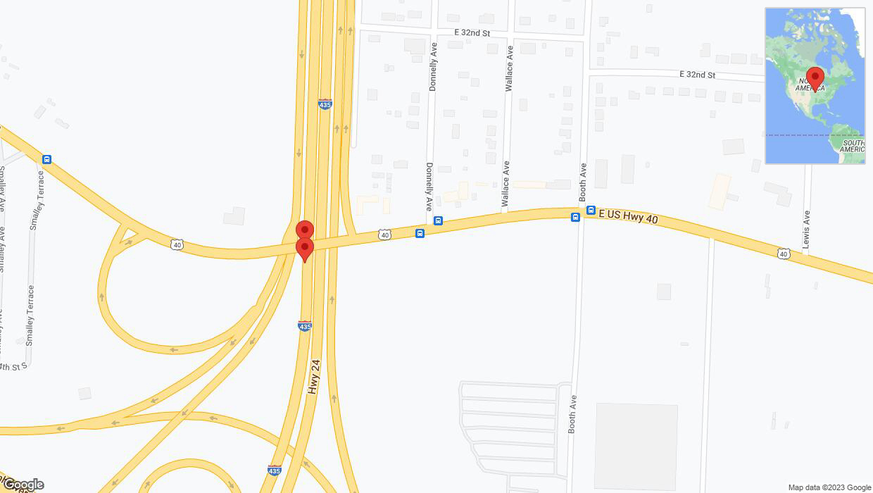 A detailed map that shows the affected road due to 'Broken down vehicle on southbound I-435 in Kansas City' on December 21st at 11:34 p.m.