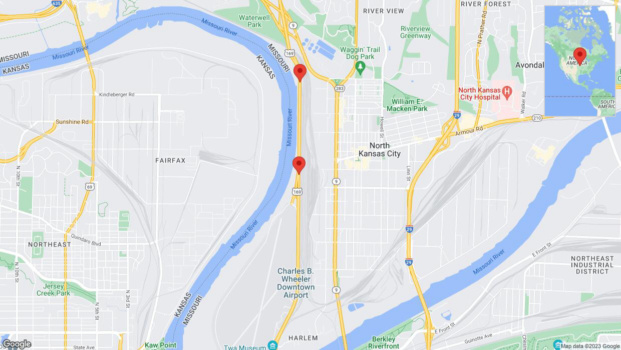 A detailed map that shows the affected road due to 'Warning: Crash on northbound US-169 in Kansas City' on December 22nd at 5:18 p.m.