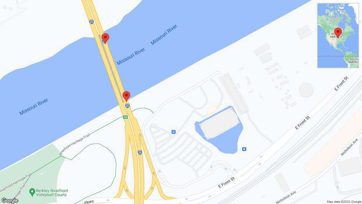 A detailed map that shows the affected road due to 'Crash report: I-29/I-35' on December 28th at 12:38 p.m.