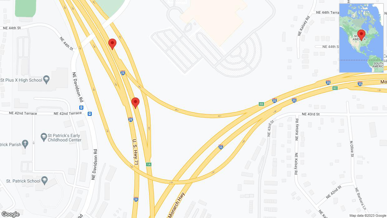 A detailed map that shows the affected road due to 'Broken down vehicle on northbound I-29 in Kansas City' on December 23rd at 2:22 p.m.