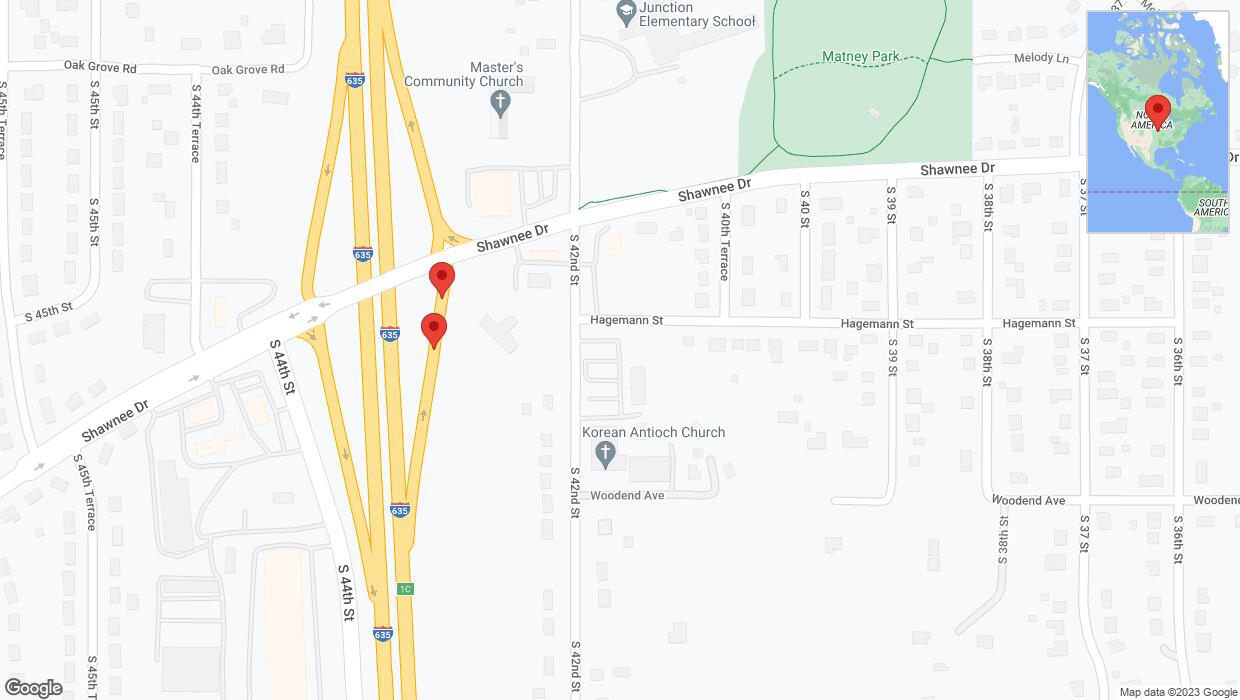 A detailed map that shows the affected road due to 'A crash has been reported on South 42nd Street' on December 23rd at 3:44 p.m.