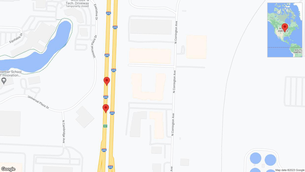 A detailed map that shows the affected road due to 'Broken down vehicle on southbound I-435 in Kansas City' on December 24th at 1:34 p.m.