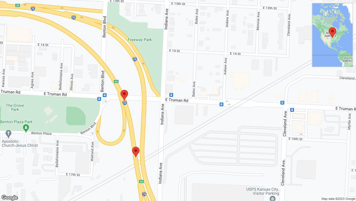 A detailed map that shows the affected road due to 'Warning: Crash on eastbound I-70 in Kansas City' on December 24th at 4:54 p.m.