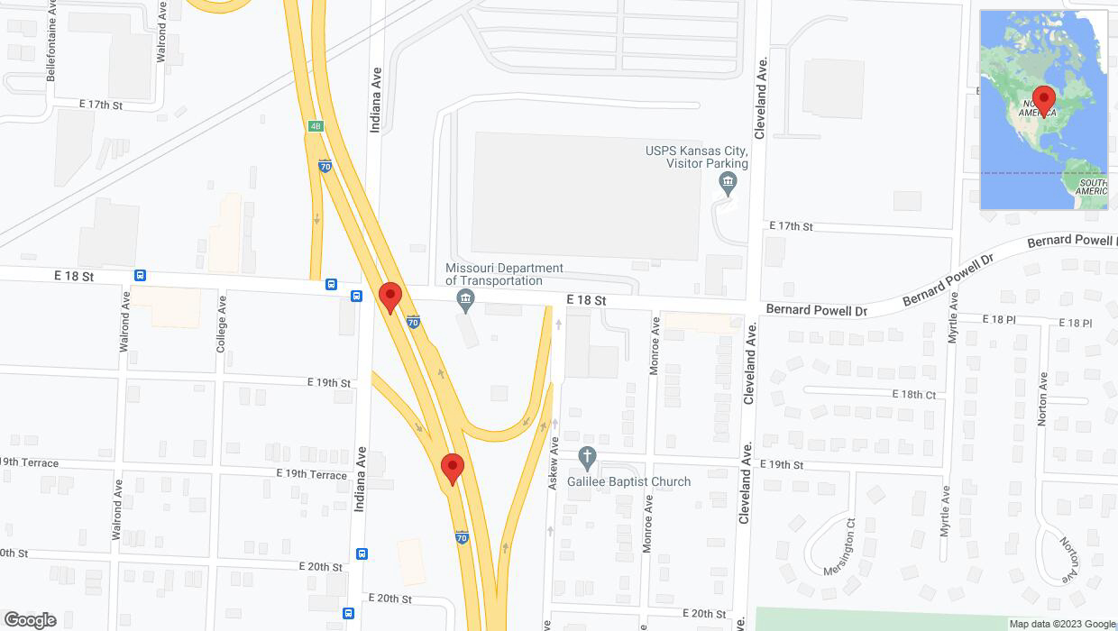 A detailed map that shows the affected road due to 'A crash has been reported on eastbound I-70' on December 25th at 4:10 p.m.