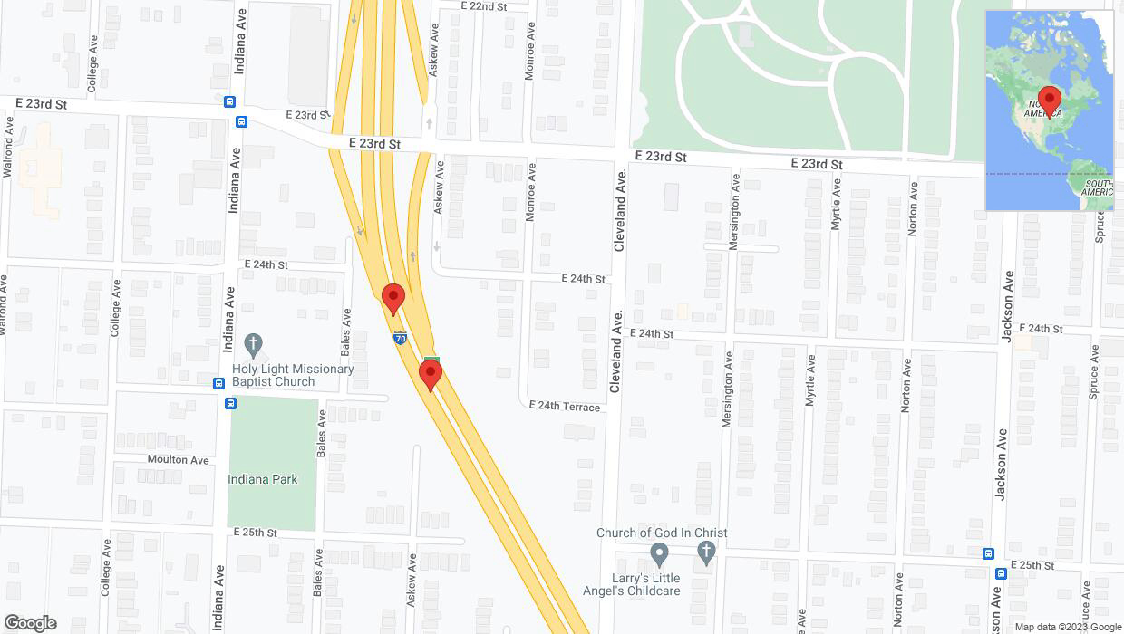 A detailed map that shows the affected road due to 'Broken down vehicle on eastbound I-70 in Kansas City' on December 25th at 8:52 p.m.