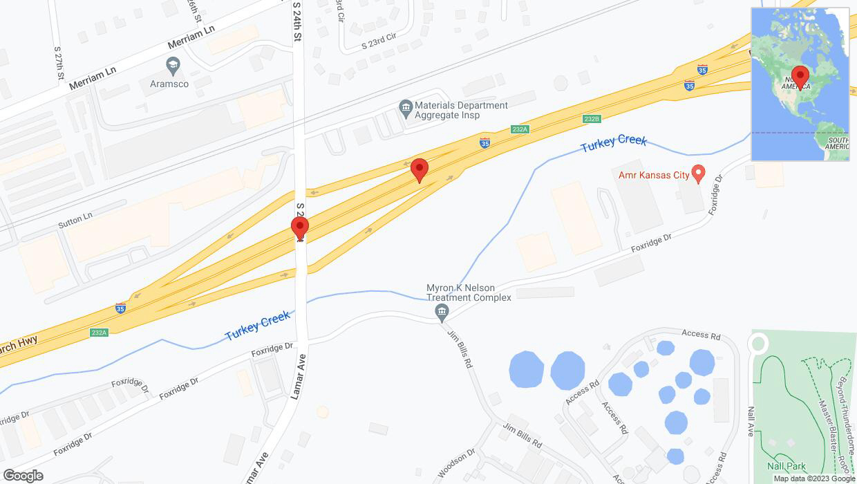A detailed map that shows the affected road due to 'Broken down vehicle on northbound I-35 in Kansas City' on December 28th at 6:33 p.m.