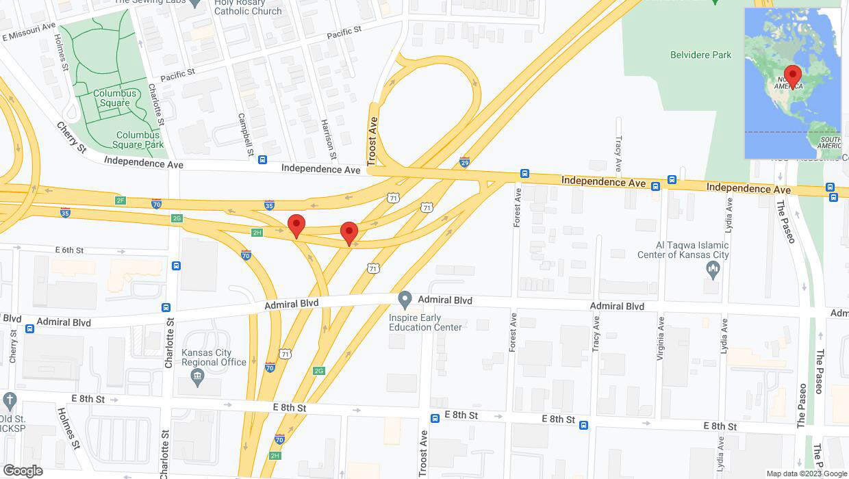 A detailed map that shows the affected road due to 'Broken down vehicle on eastbound US-24 East in Kansas City' on December 26th at 4:18 p.m.