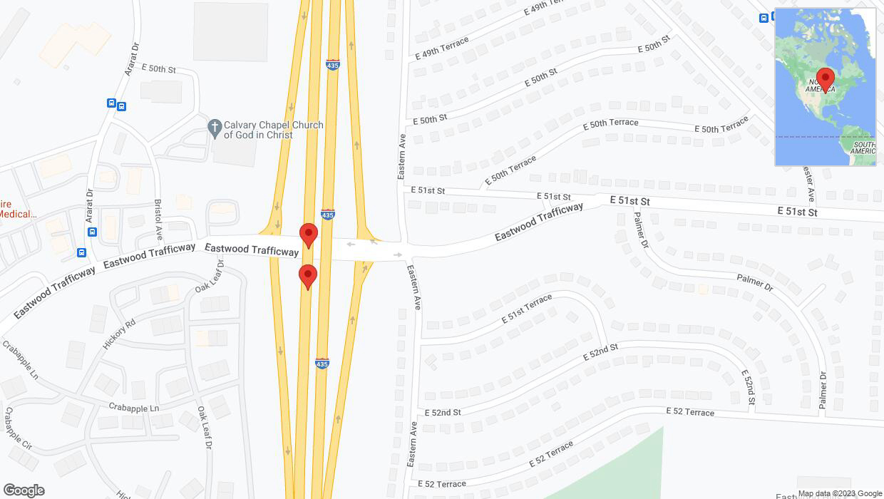 A detailed map that shows the affected road due to 'Crash reported on southbound I-435 in Kansas City' on December 27th at 3:20 p.m.