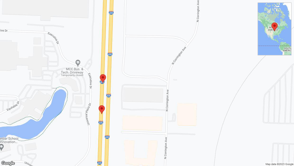 A detailed map that shows the affected road due to 'Warning: Crash on southbound I-435 in Kansas City' on December 27th at 6:33 p.m.