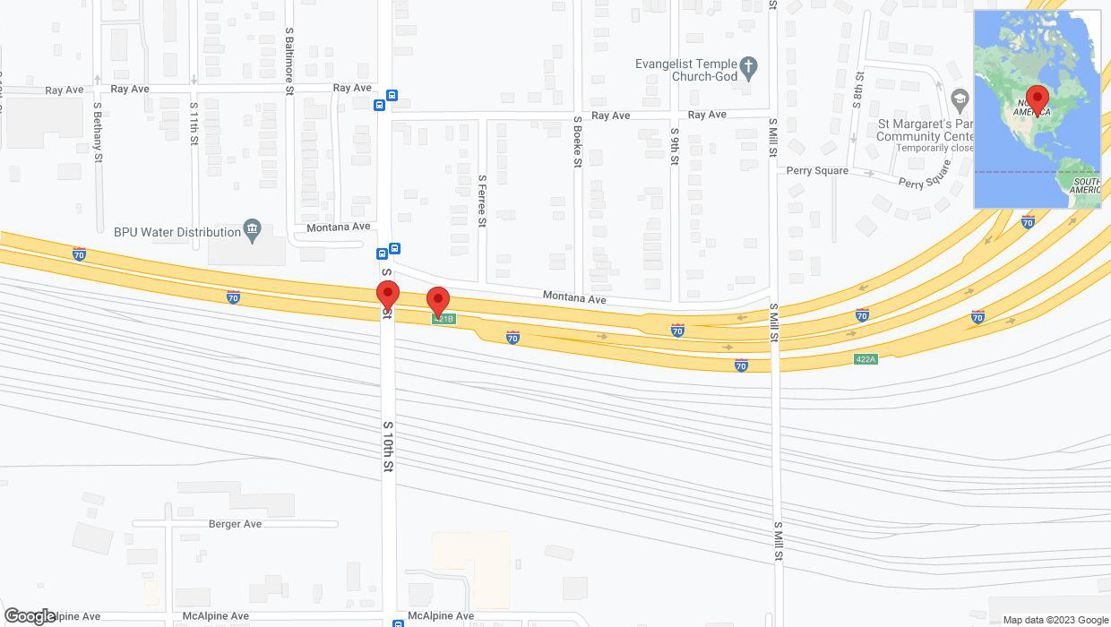 A detailed map that shows the affected road due to 'Broken down vehicle on eastbound I-70 in Kansas City' on December 27th at 11:32 p.m.